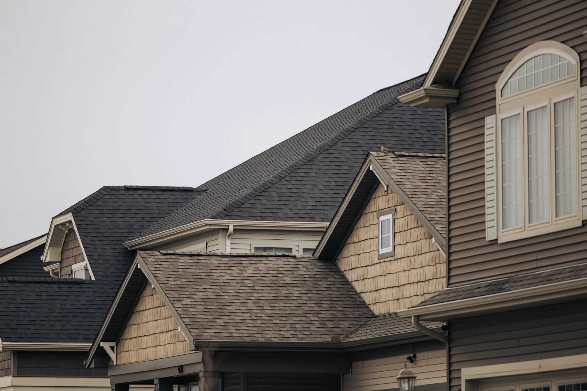 Craftsman-style homes with dark architectural shingle roofs